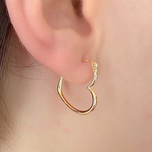 14k gold on sale heart hoop earrings