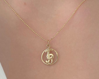 Capricorn Gold Necklace|14K Gold Capricorn Pendant Necklace| Capricorn Necklace| Zodiac Necklace Gold| Zodiac Jewelry| Gold Pendants