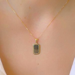 Solid 14k Yellow Gold Tag Necklace| Custom Engraved Charm| Personalized Gold Gift For Her| Engraved Dog Tag| Birthday Gift