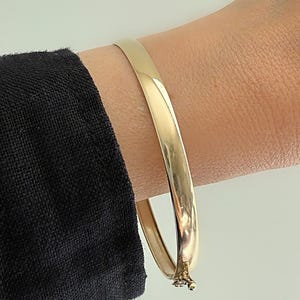 5mm Classic Gold Bangle| 14K Gold Solid Bangle Bracelet| Plain Gold Bangle| Hinged Bangle Bracelet| Stacking Bangle Bracelet|Gift For Mother