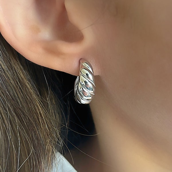 Silver Croissant Hoops| Croissant Earrings| Minimalist Earrings| Silver Earrings| Hoops| Gift For Her