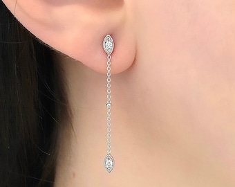 Genuine White Diamond Prong Setting Diamond Earrings| Diamond Drop Earrings| Minimalist Earrings| Hanging Diamond Earrings| Gift For Her