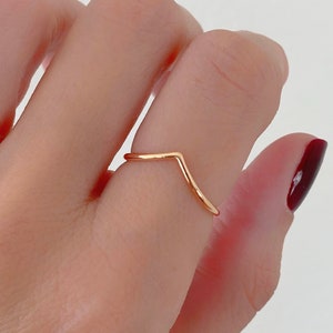 14K V Ring| 14K Chevron Ring| 14K Spacer Ring| 14K Knuckle Ring| 14K Promise Ring| Minimalist Ring| 14k V Shape Ring