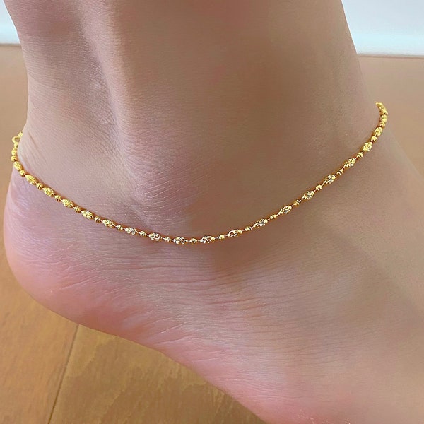 14k Gold Anklet Etsy