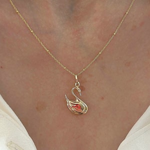 Swan Pendant| 14K Solid Yellow Gold Swan Necklace| 14K Bird Jewelry| Gift For Her| Bird Necklace Charm