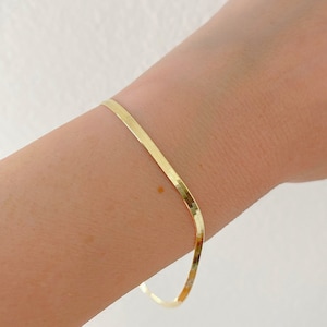 14k Solid Yellow Gold Herringbone Bracelet, Herringbone Bracelet, Yellow Gold Herringbone, Layering Bracelet, 2.3mm Herringbone Bracelet