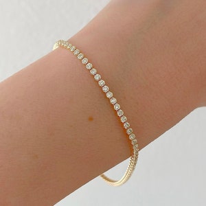 14K Solid Gold Natural 4 Prong 2ct Tennis bracelet| 14K Yellow Gold Genuine Natural Diamond Bracelet| Diamond Bracelet