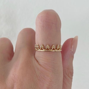 14K Yellow Gold Crown Ring| 14K Gold Princess Crown Ring| Crown Stacking Ring| Tiara Ring For Girls| Queen Ring| Promise Ring| Everyday Ring