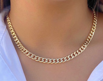 Cuban Link Necklace 14K Gold| 6.5mm Miami Cuban Link Cuban Link Chain Necklace| 16" 18" Cuban Chain| Holiday Gift| Gift For Her