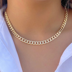 Cuban Link Necklace 14K Gold| 6.5mm Miami Cuban Link Cuban Link Chain Necklace| 16" 18" Cuban Chain| Holiday Gift| Gift For Her