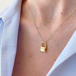 Padlock Charm| Padlock Pendant Necklace In 14K Solid Gold| Love Lock| Gold Lock Charm| Necklaces For Women| Padlock Gold Necklace