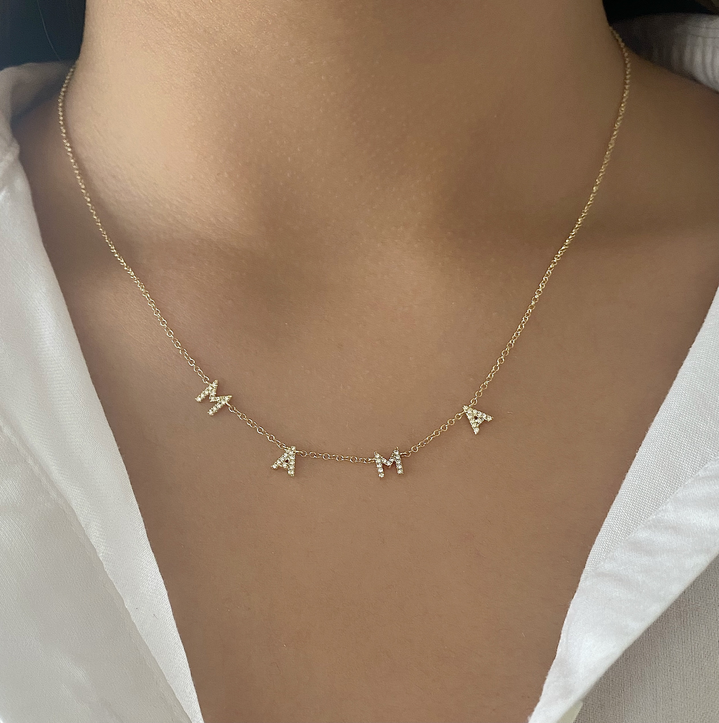 14K Gold Diamond Mama Necklace Mama 