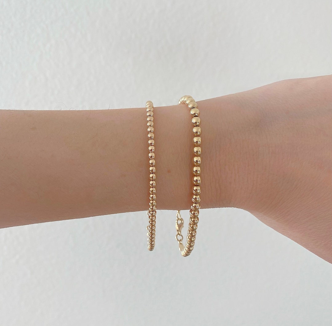 14K Gold Ball Bracelet 14K Gold Bead Bracelet 14K Gold Bracelet
