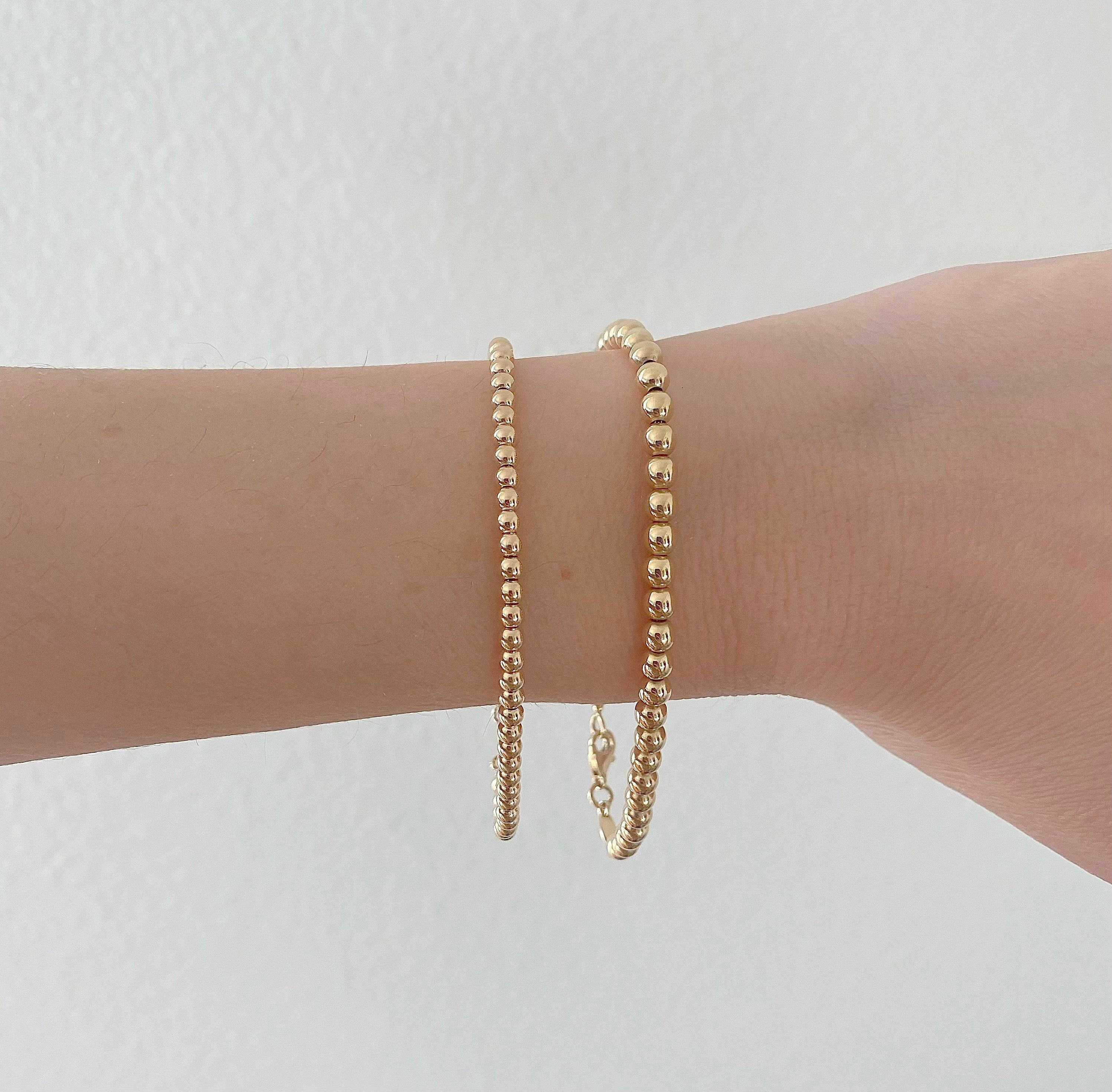 14K Gold Ball Bracelet 14K Gold Bead Bracelet 14K Gold Etsy