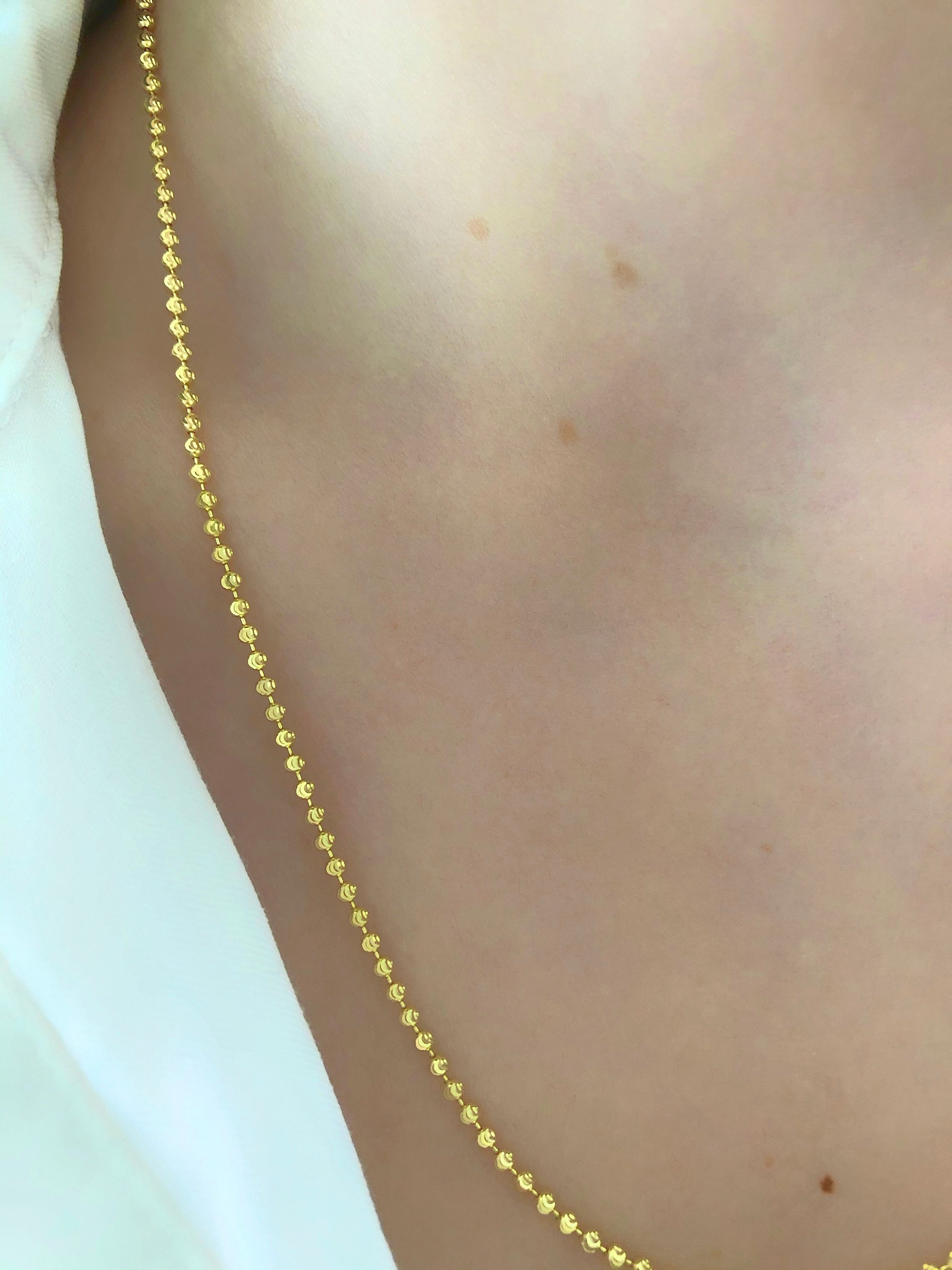 Solid 14k Yellow Gold Italian Ball Bead Chain Necklace Etsy