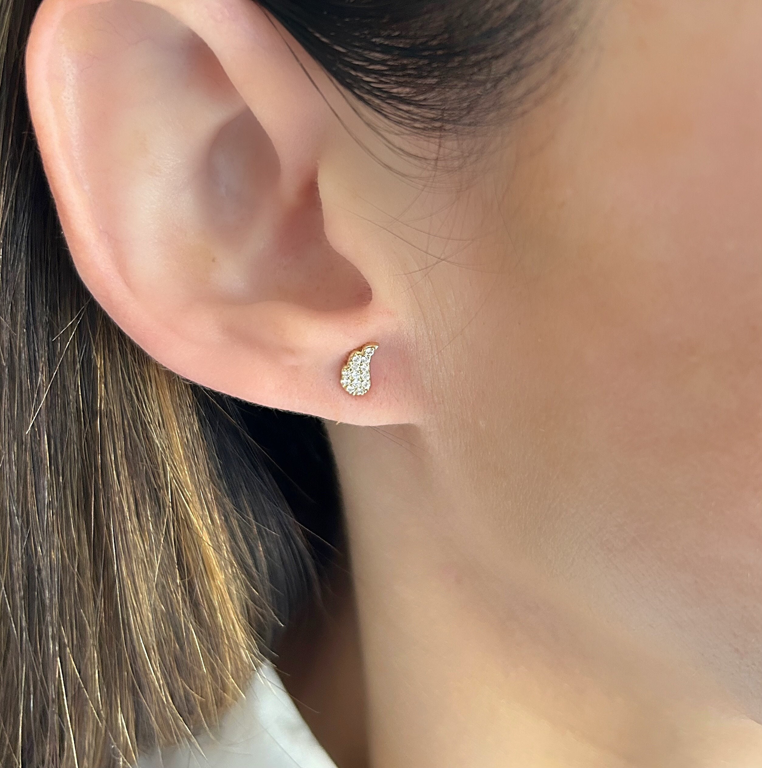Angel Wing Earrings| Angel Wing Diamond Pave Stud Earring