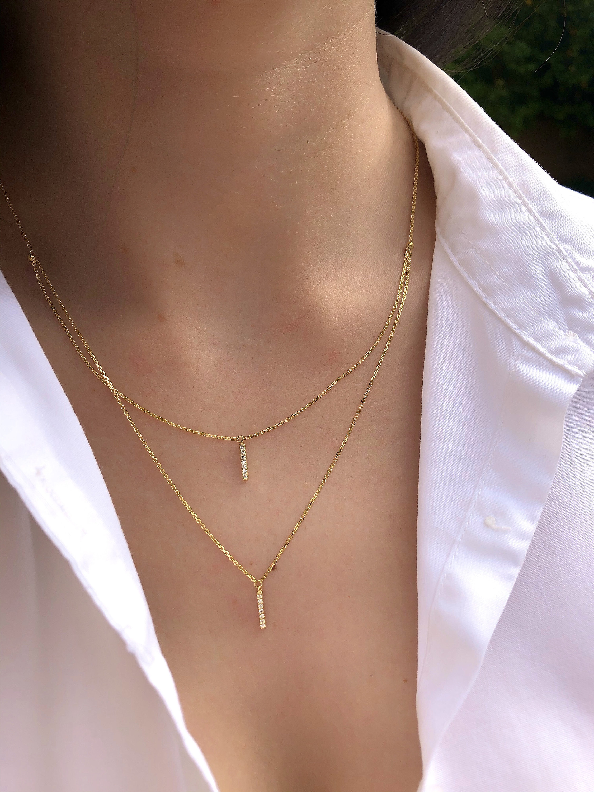 Men's Diamond Bar Necklace 1/3 ct tw Round-cut 10K Yellow Gold 22