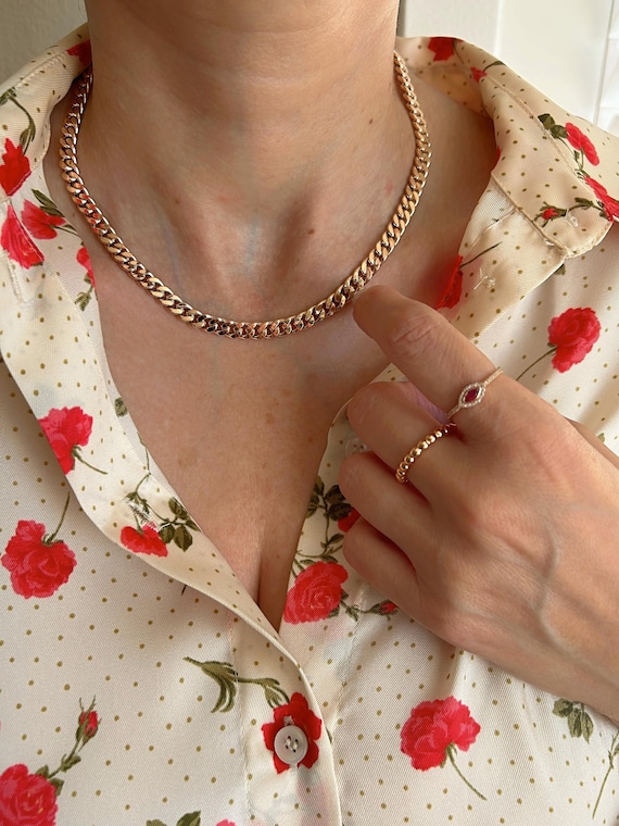 キューバン リンク ネックレス 14K ローズ ゴールド | 6.5 mm マイアミ  