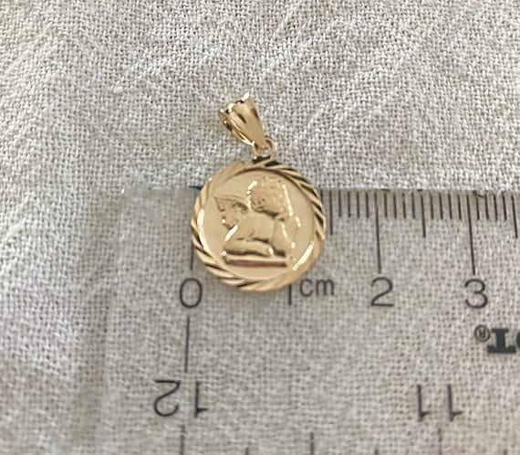 14k Gold Guardian Angel Medal Charm 14k Gold Guardian Angel Medal Charm