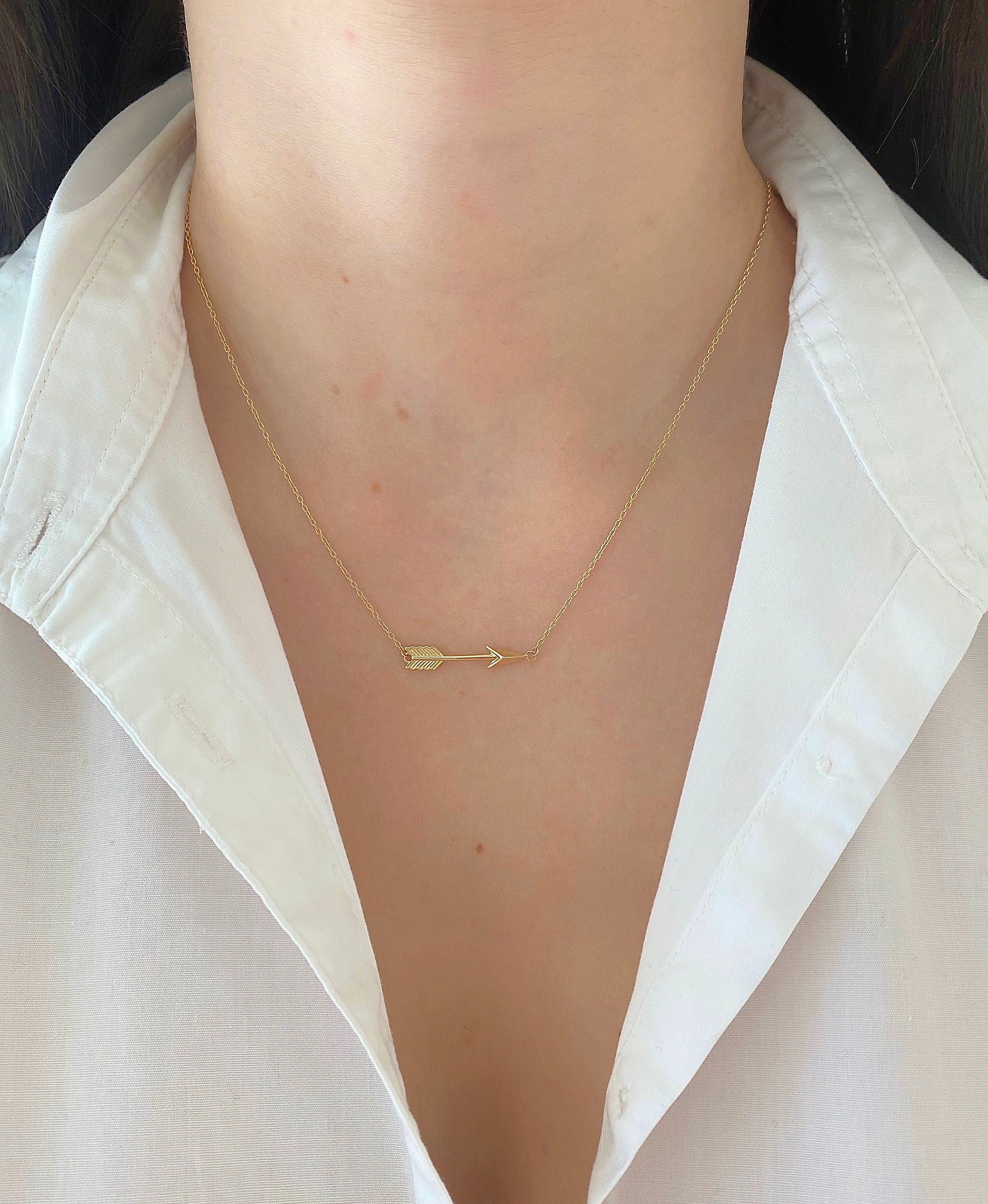 14k Yellow Gold Arrow Pendant Chain 