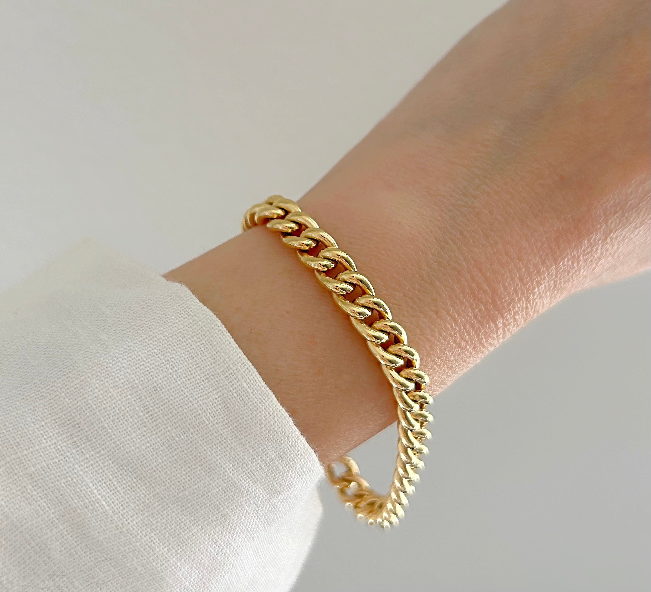 Gold chain link bracelet womens discount