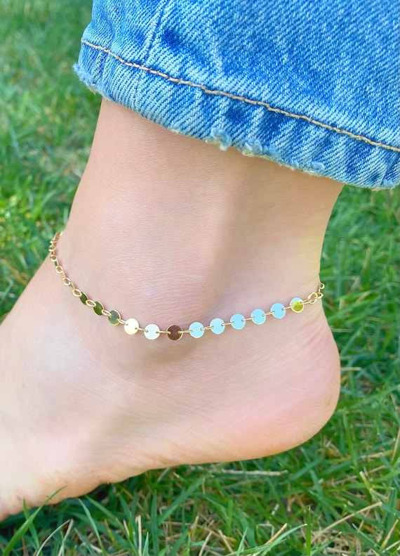 LOYATA Dainty Ankle Bracelet, 14K Gold Plated Link Chain Anklet Cute  Elephant Delicate Star Tiny Cross Fish Dolphin Foot Jewelry Boho Ankle  Bracelets for Women (Bead) : Amazon.in: Jewellery