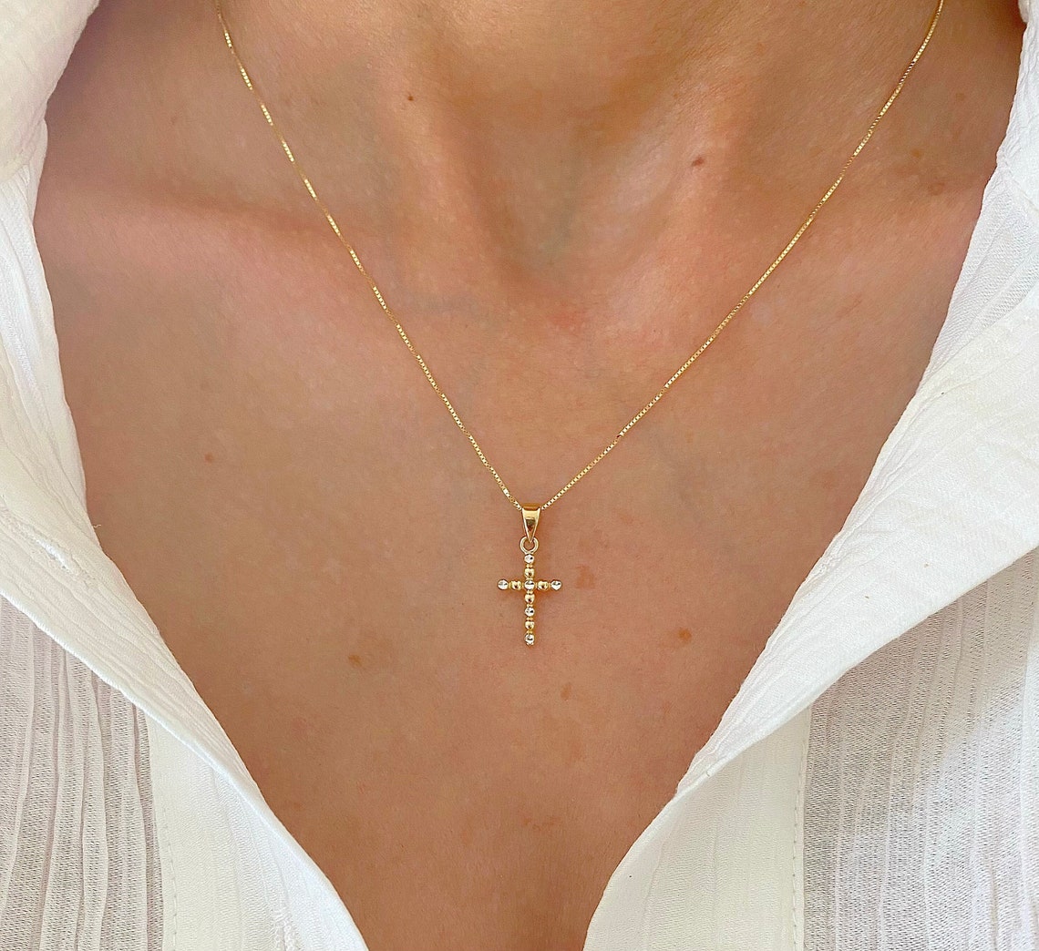 14k Two Tone Gold Cross Pendant main image 0