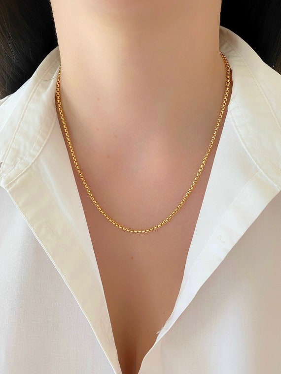 14k gold on sale round box chain
