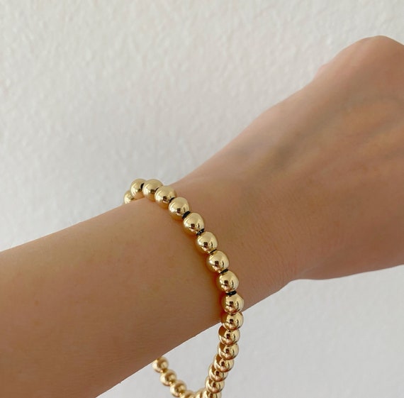 Ruby Ball Bracelet in 14k Gold Gold Bead Bracelet Gift for Her Beaded Gold  Bracelet Beads Bracelet Ruby Gemstone Gold Beads 