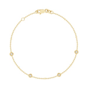 Diamant Armband | 14K Gold Diamant Schüttgut Armband | 14K Gold Diamant Lünette Armband | Diamant Solitär Armband | Damen Schmuck