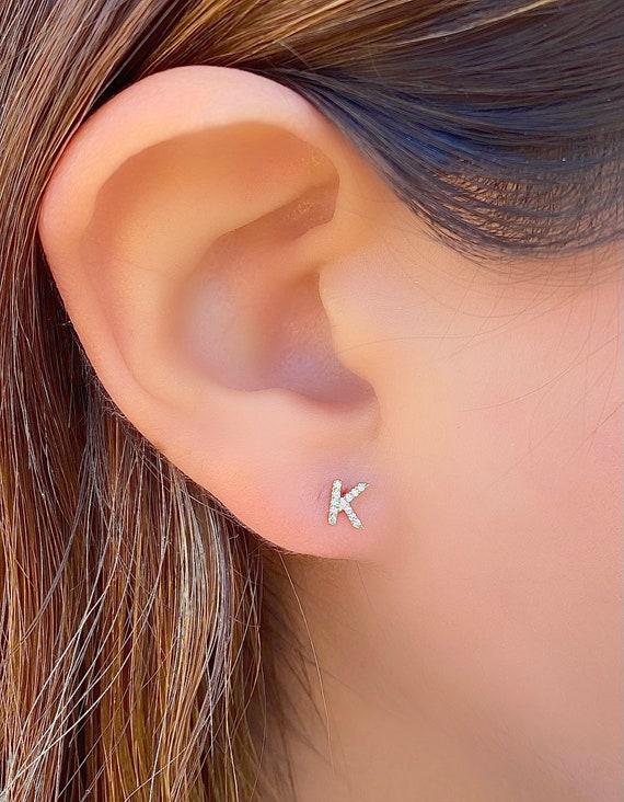 Diamond initial stud cheap