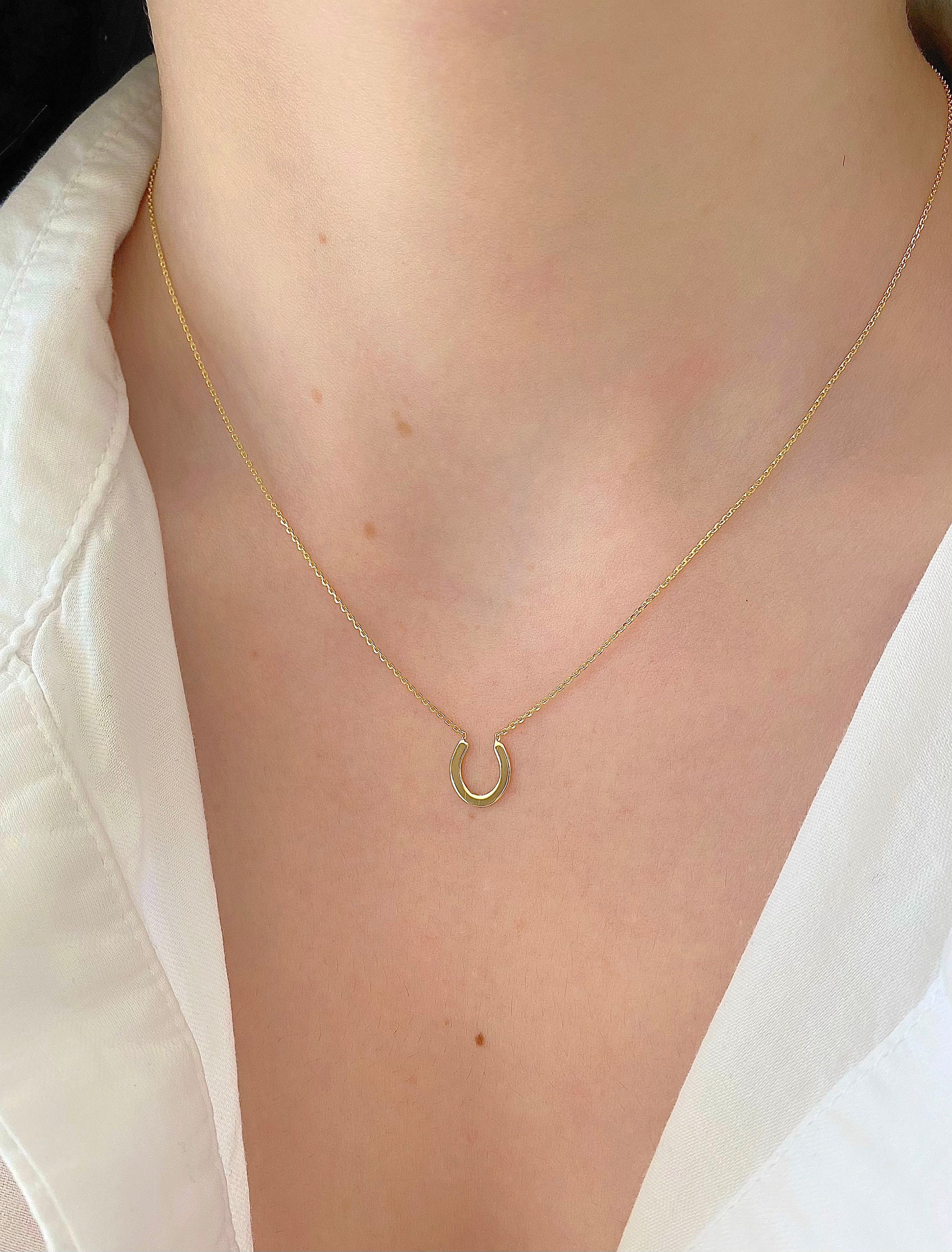 Small Horseshoe Necklace| Gold Horseshoe Necklace| Good Luck Charm