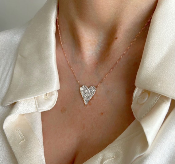 Large diamond heart necklace shop