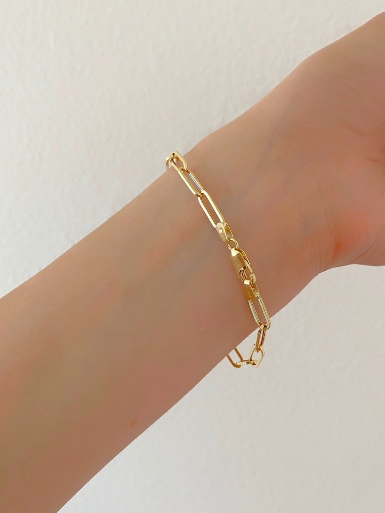 14K Gold Paper Clip Bracelet 14K Yellow Gold Paper Clip Etsy