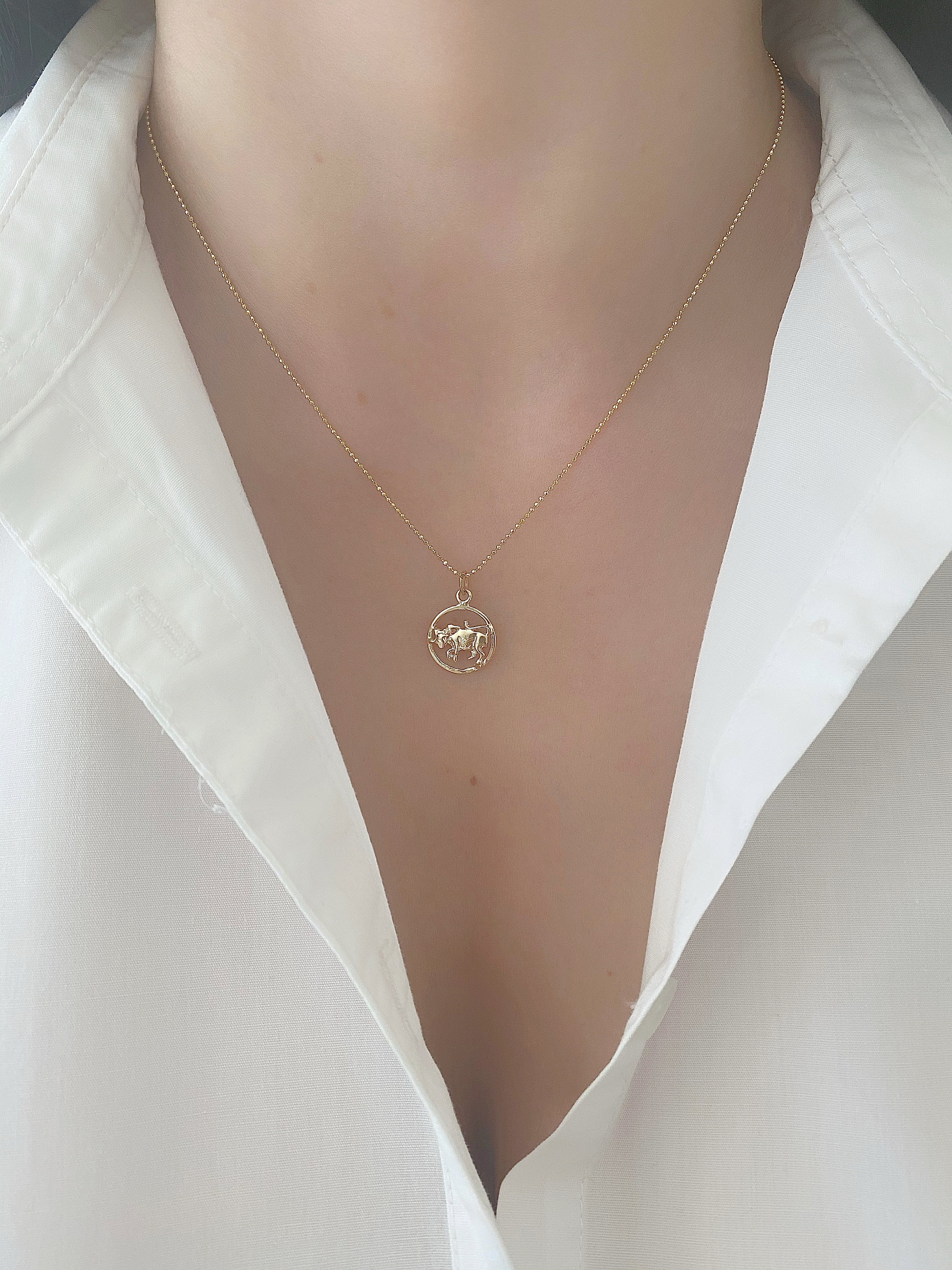 Gold Pendant Necklace Taurus - Etsy 