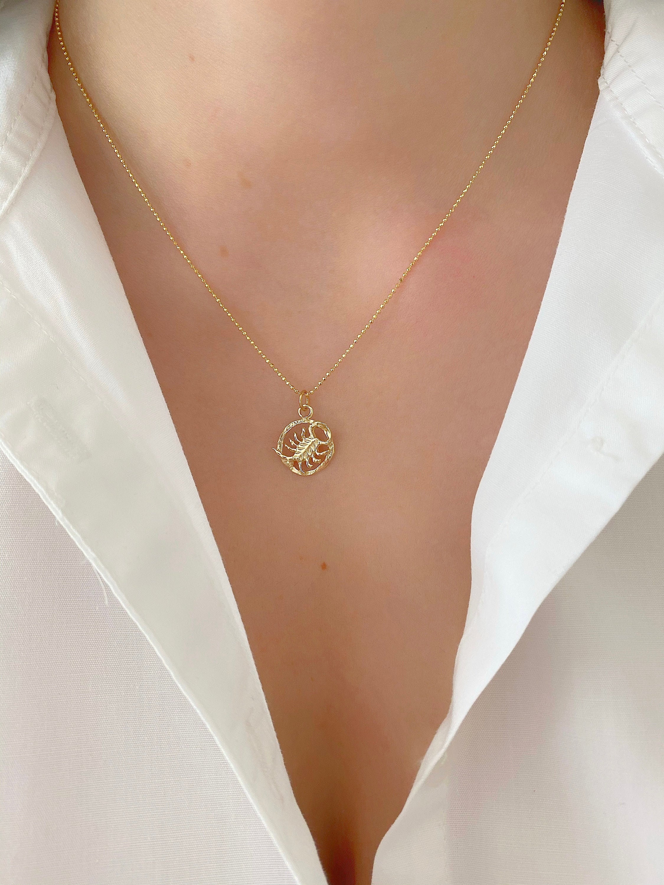 Zodiac Symbol Necklace | Scorpio | Gold Plated - Spiral Circle