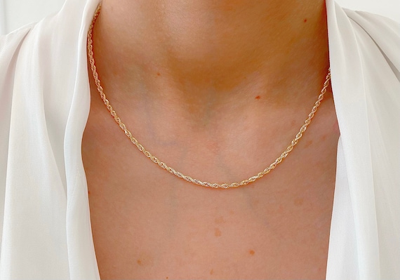 14K Gold Plated Rope Chain Twisted Link Necklace for Men 18