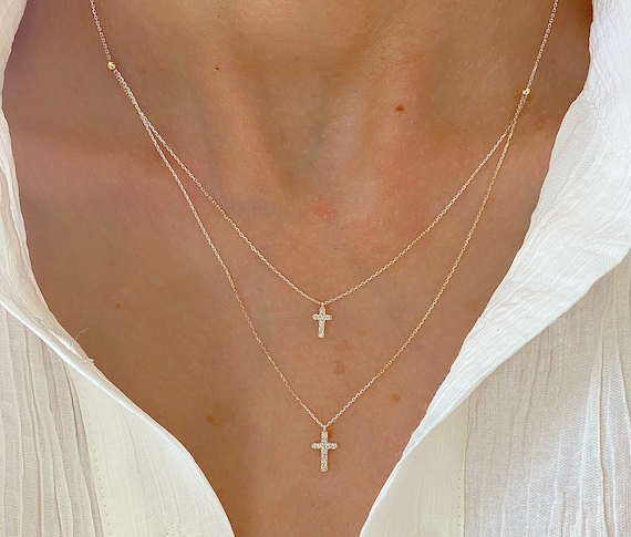 Double strand cross best sale necklace
