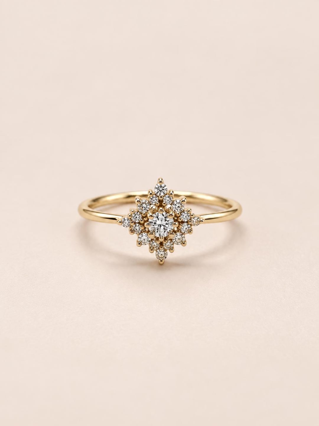 gold diamond dress ring 14K Yellow Round | Art Deco Promise Ring Category_Cocktail Dresses