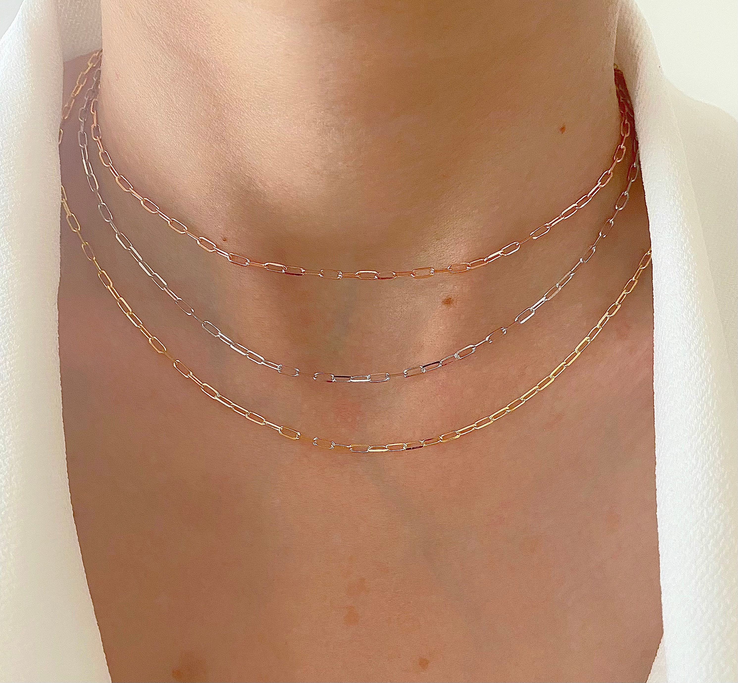 14K Gold Plated Chain Jewelry Chain Necklace Chain Choker Chain Mini  Paperclip Textured Oval Glasses Chains for Jewelry Making 