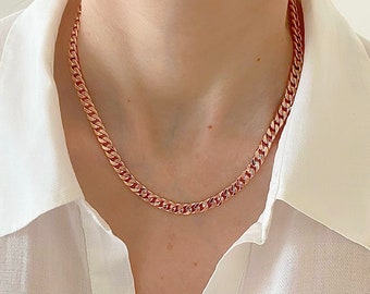 Cuban Link Necklace 14K Rose Gold| 6.5mm Miami Cuban Link  display picture 2