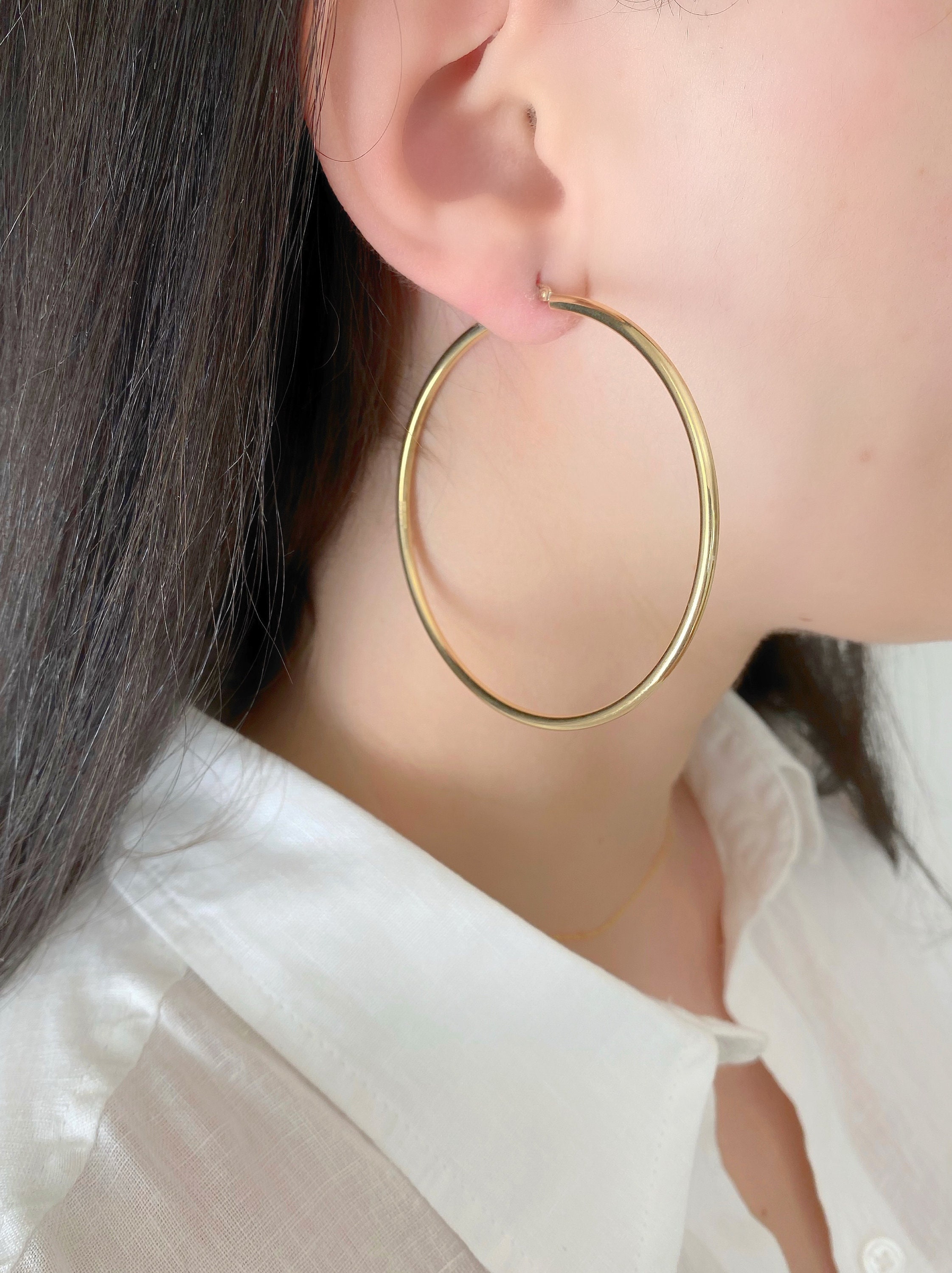 4mm Gold Tube Hoop Earrings – Baby Gold