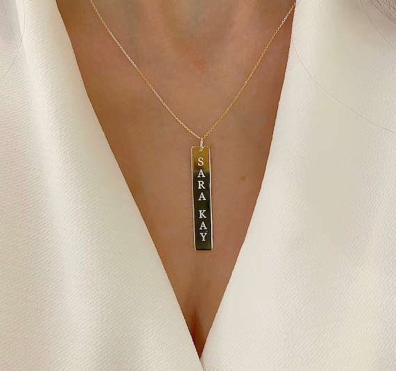 Etsy name bar sale necklace