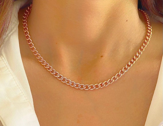 Very Small Rose Gold Curb (Cuban) Link Chain by The inch | inch of Gold 37 Inches