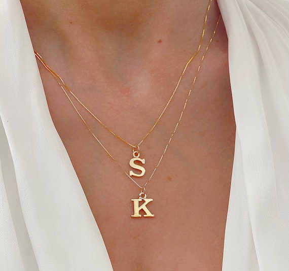 14K Solid Yellow Gold Initial Charm 