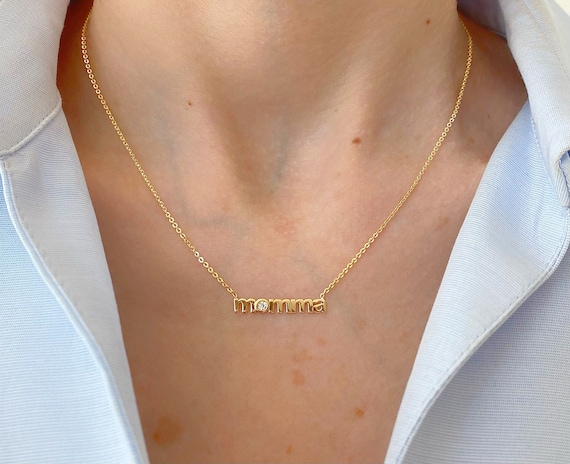 14KT Gold Diamond Mommy Necklace – DilaraSaatci
