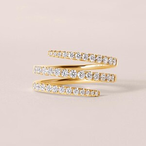 Swirl Ring| 14K Gold Diamond Spiral Ring| Swirl Diamond Ring| Diamond Ring Gift| Wedding Band| Diamond Wrap Ring| Pave Diamonds|Gift For Her