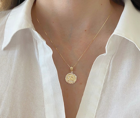 14k Gold Guardian Angel Medal Charm 14k Gold Guardian Angel Medal Charm