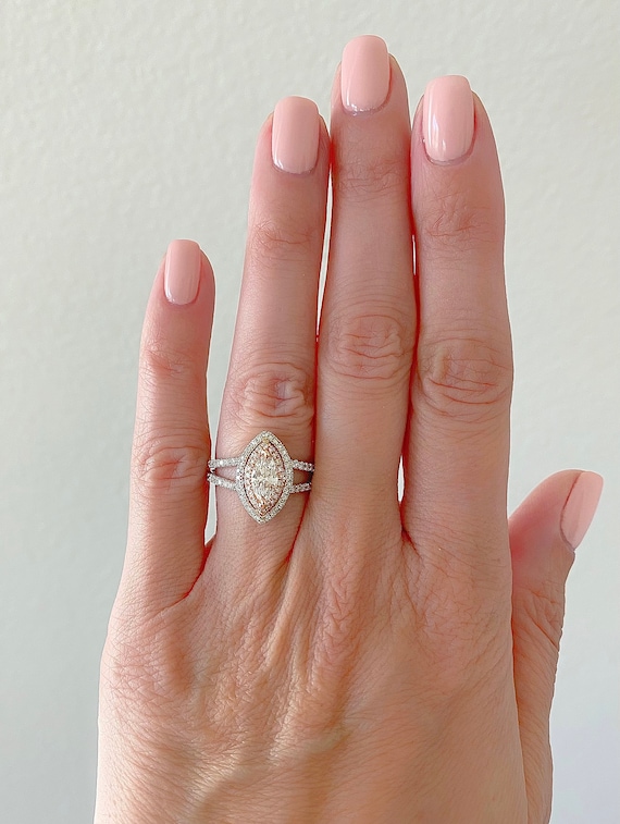 Marquise Diamond Cluster Moissanite Wedding Engagement Ring
