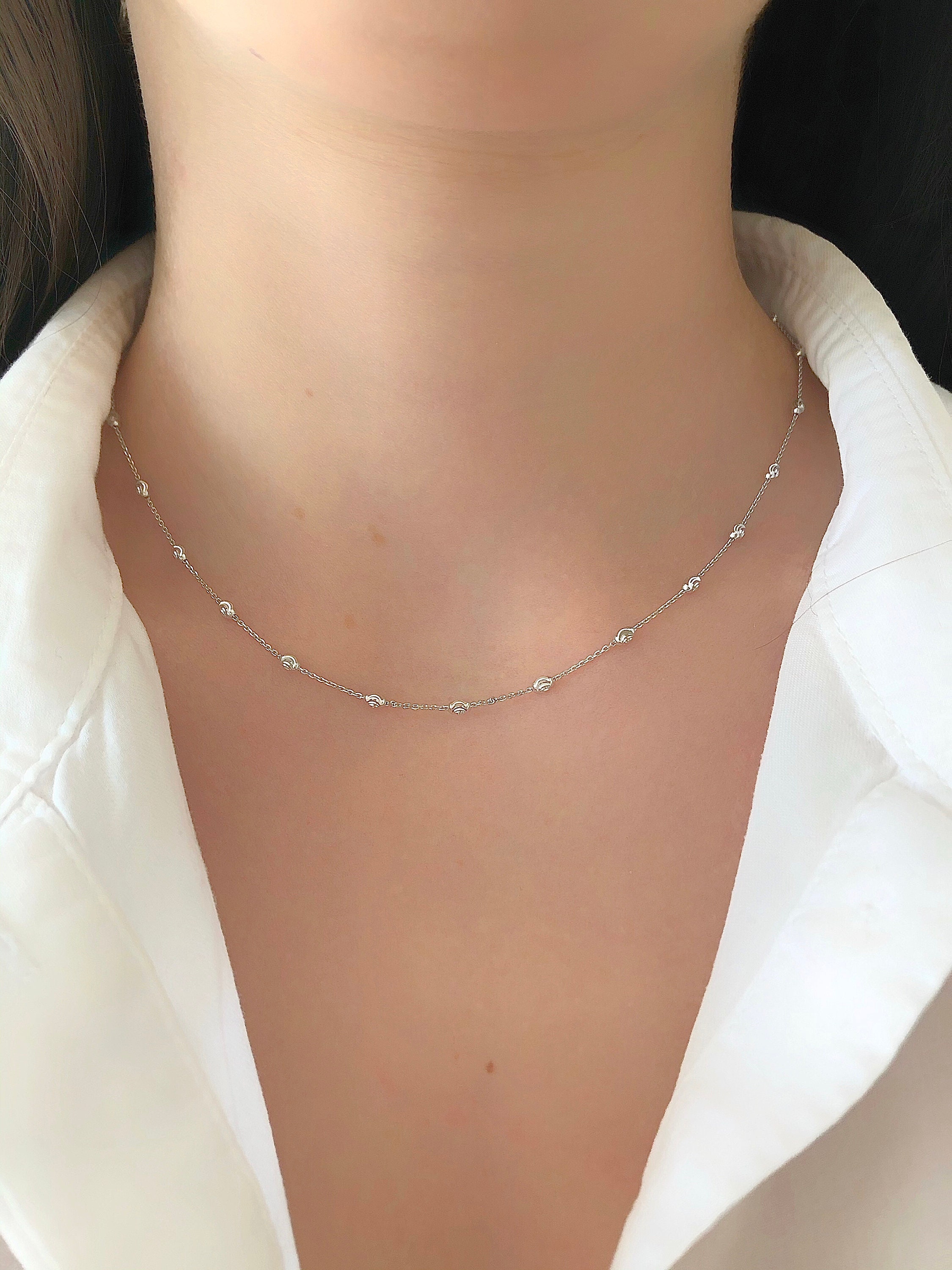 14 Carat Gold Necklaces For Women 14K Yellow Gold Beaded